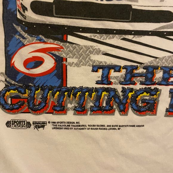 Vintage 1996 Mark Martin #6 Nascar White Graphic Pocket Tee Shirt size Large - Picture 5 of 5